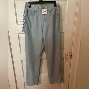 American Eagle Outfitters VEGAN LEATHER Blue Straight Leg Pants